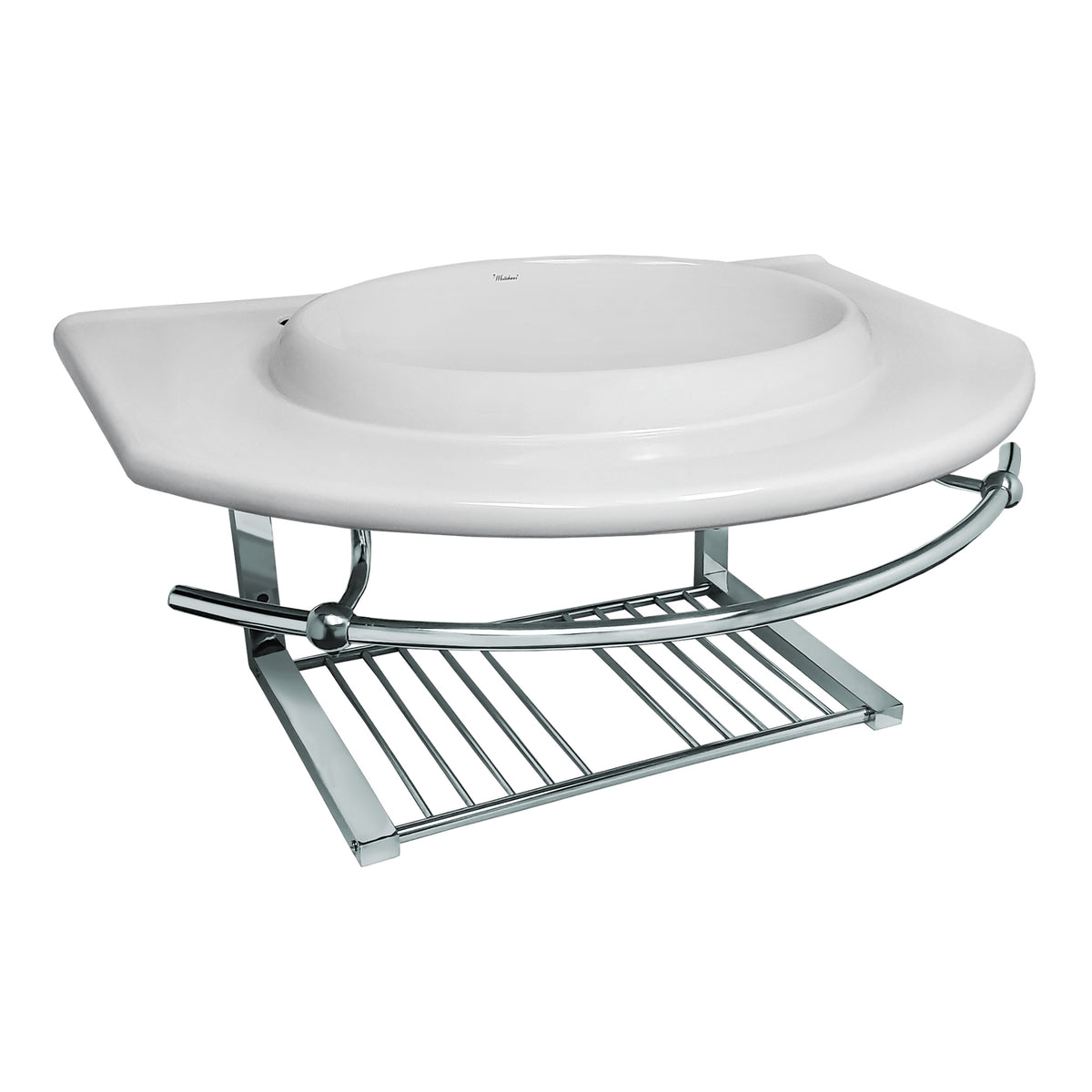 Isabella Collection 35&quot; Large Wall Mount Basin with Integrated Round Bowl, Single Faucet Hole and Center Drain