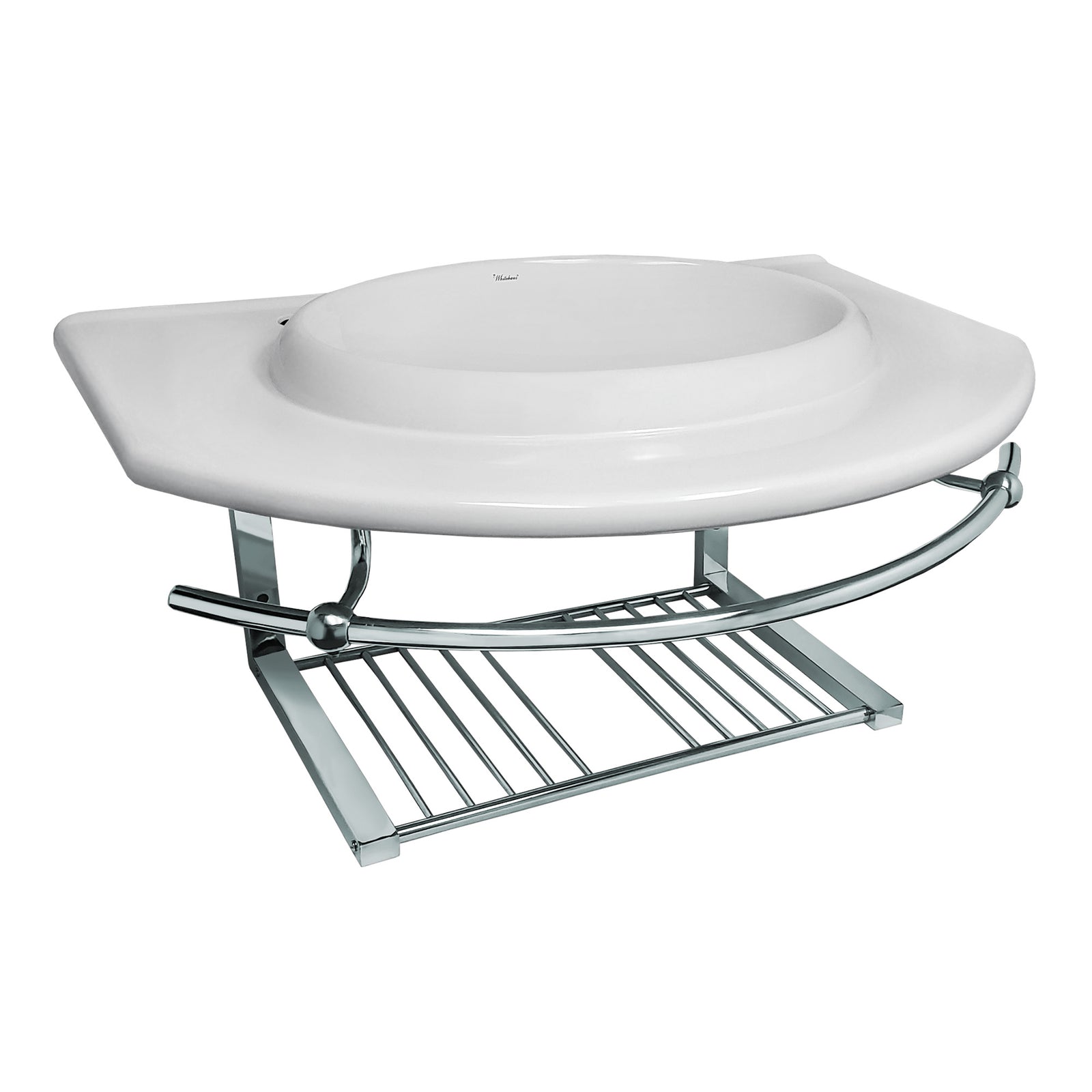 Isabella Collection 35" Large Wall Mount Basin with Integrated Round Bowl, Single Faucet Hole and Center Drain