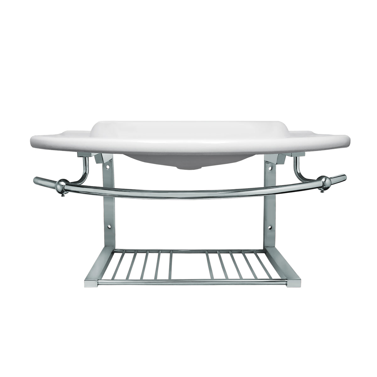 Isabella Collection 35&quot; Large Wall Mount Basin with Integrated Round Bowl, Single Faucet Hole and Center Drain