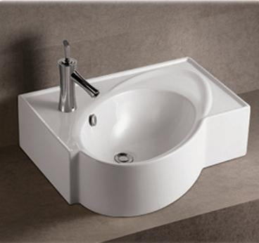 Isabella Collection 23&quot; Rectangular Wall Mount Bathroom Basin with an Integrated Oval Bowl, Overflow, Single Faucet Hole and Rear Center Drain