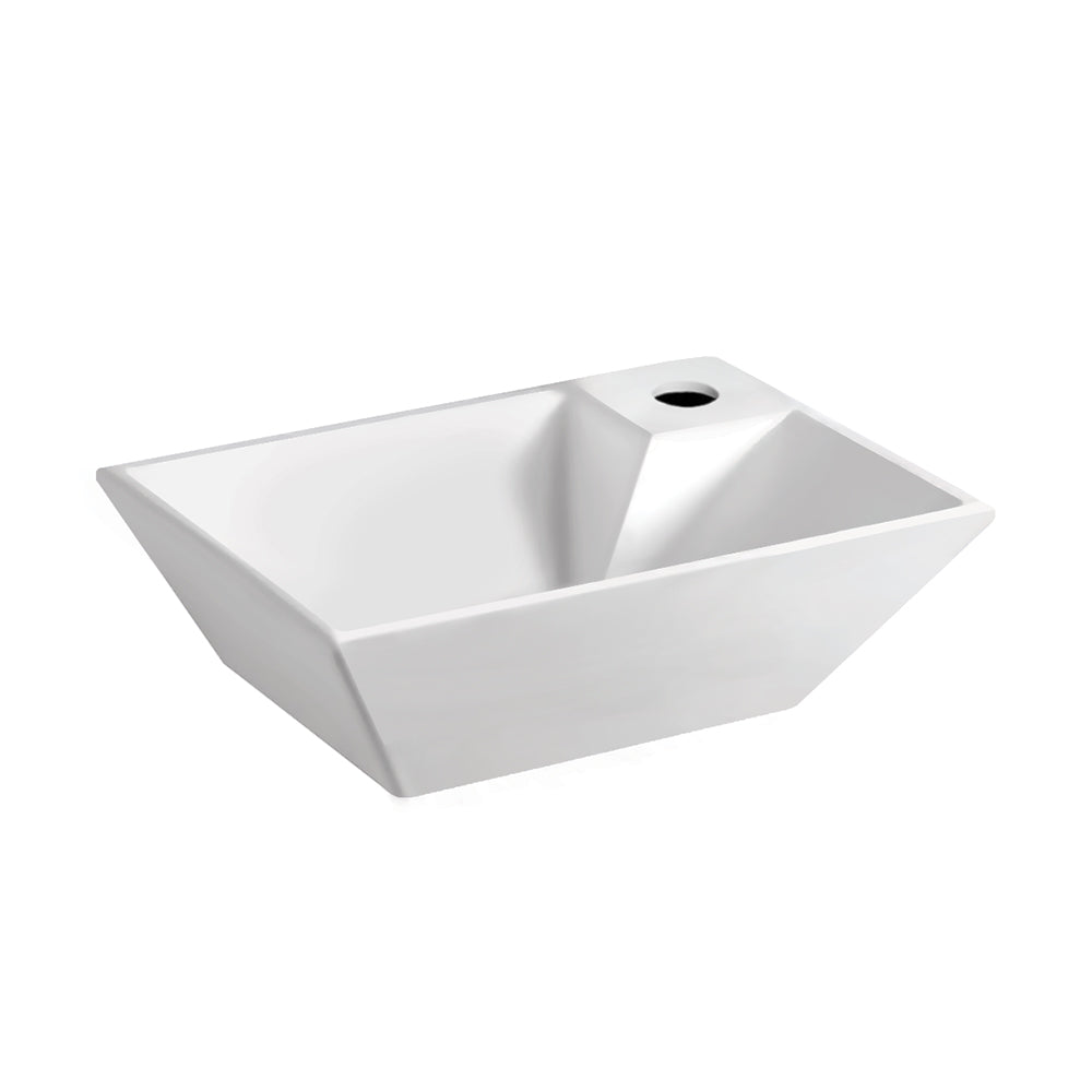 Isabella Collection 14&quot; Rectangular Wall Mount Basin with a Right Offset Single Faucet Hole