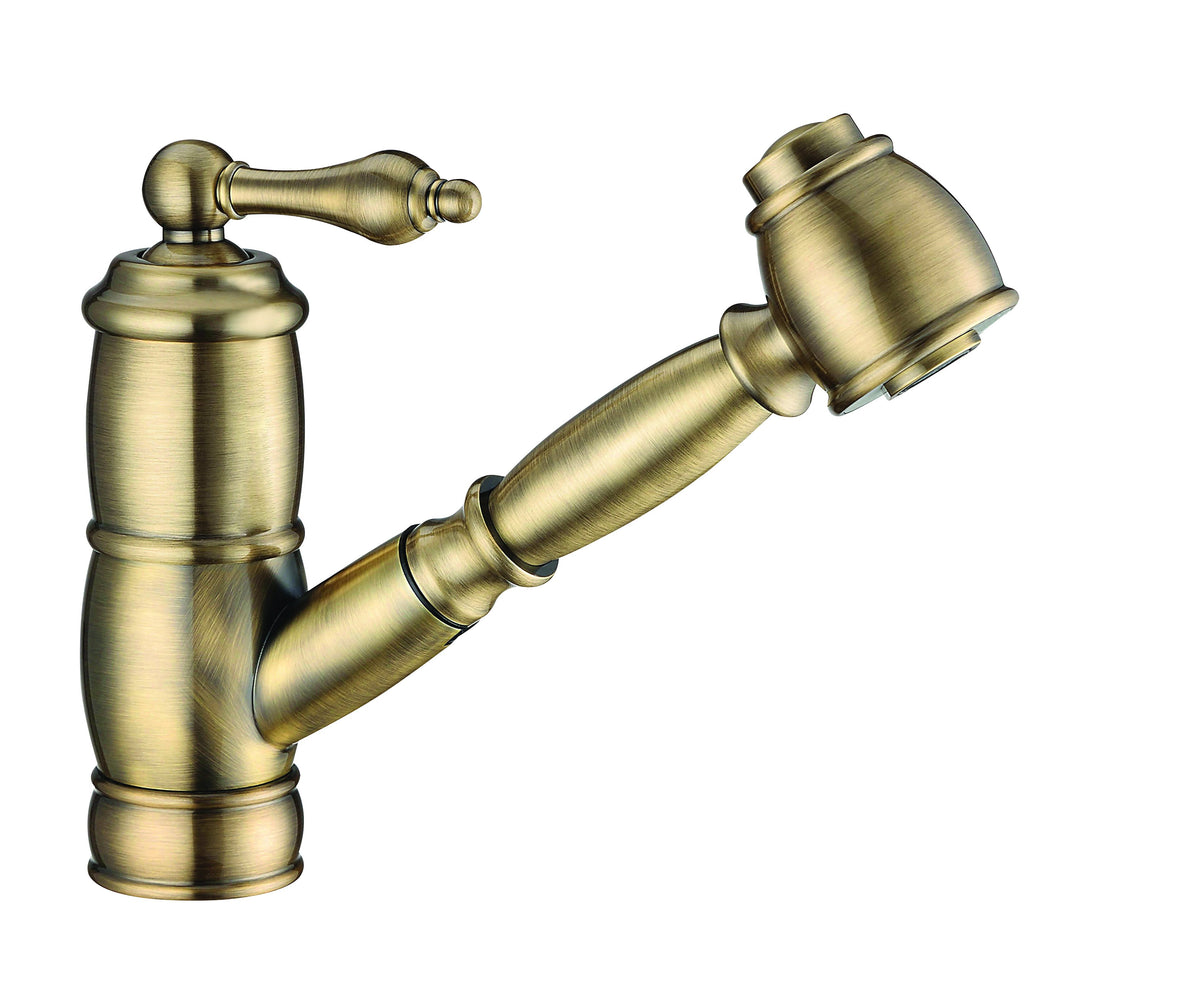 Single hole, single lever faucet with a pull-out spray head