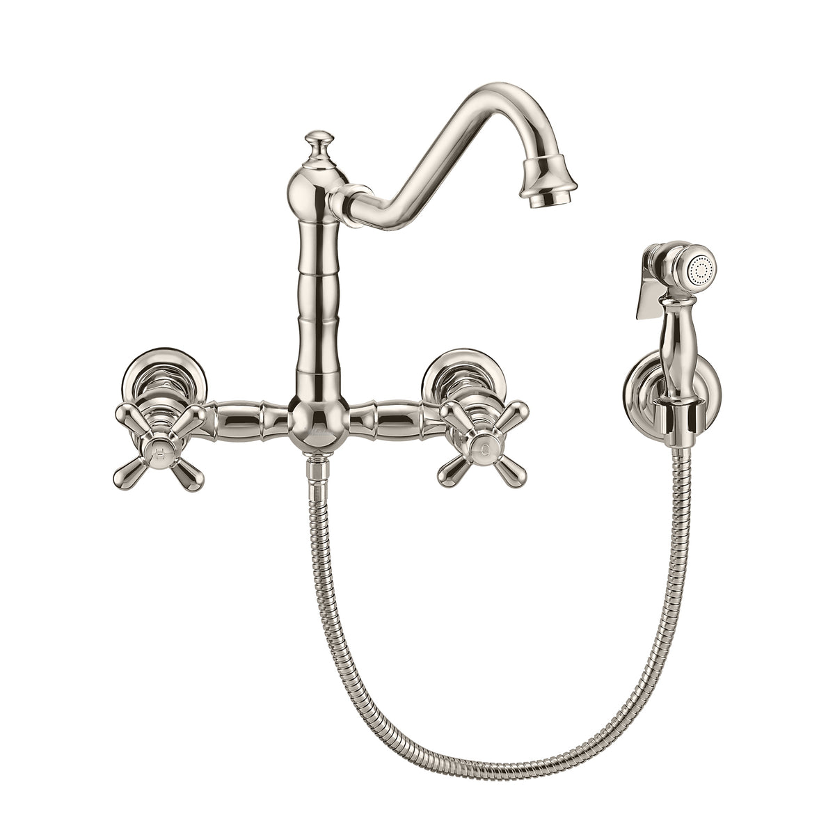 Wall Mount Faucet with a Long Traditional Swivel Spout