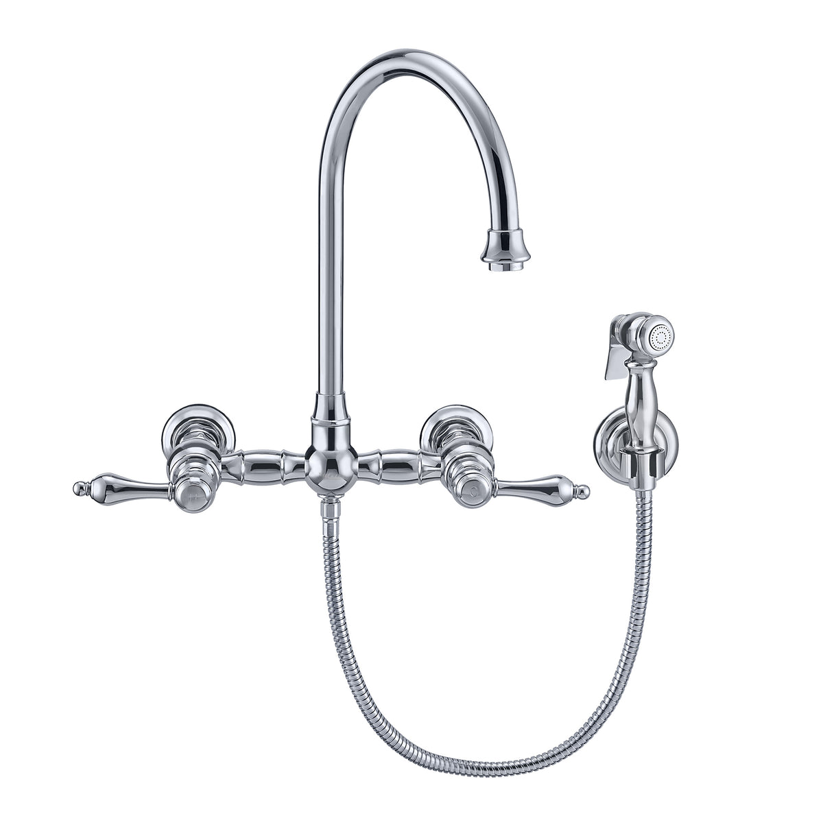 Vintage III Plus Wall Mount Faucet with a Long Gooseneck Swivel Spout, -  Whitehaus Collection