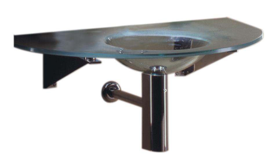 New Generation 40&quot; Large Arched 1/2&quot; Matte Glass Counter Top with Integrated Round Basin