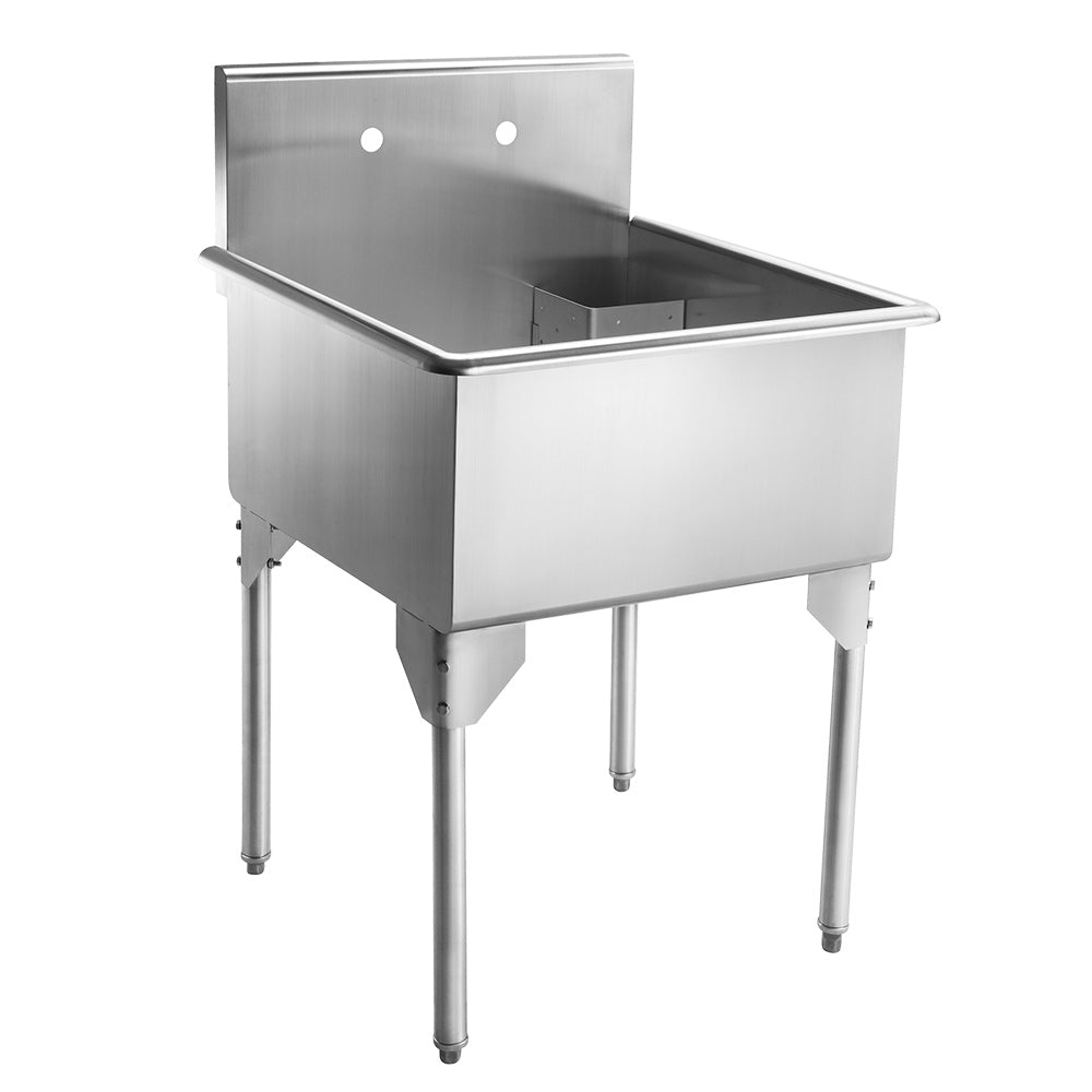 27" Pearlhaus Stainless steel square, single bowl freestanding utility sink