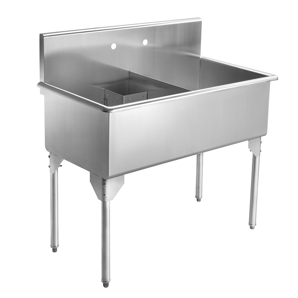43&quot; Pearlhaus Stainless steel double bowl freestanding utility sink