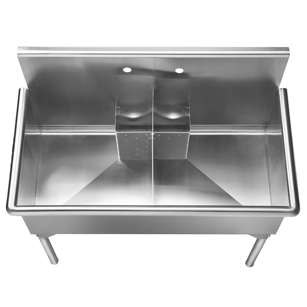 43" Pearlhaus Stainless steel double bowl freestanding utility sink
