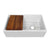 Front Apron Single Bowl Fireclay Kitchen Sinks With Walnut Wood Cutting Board and Stainless Steel Grid