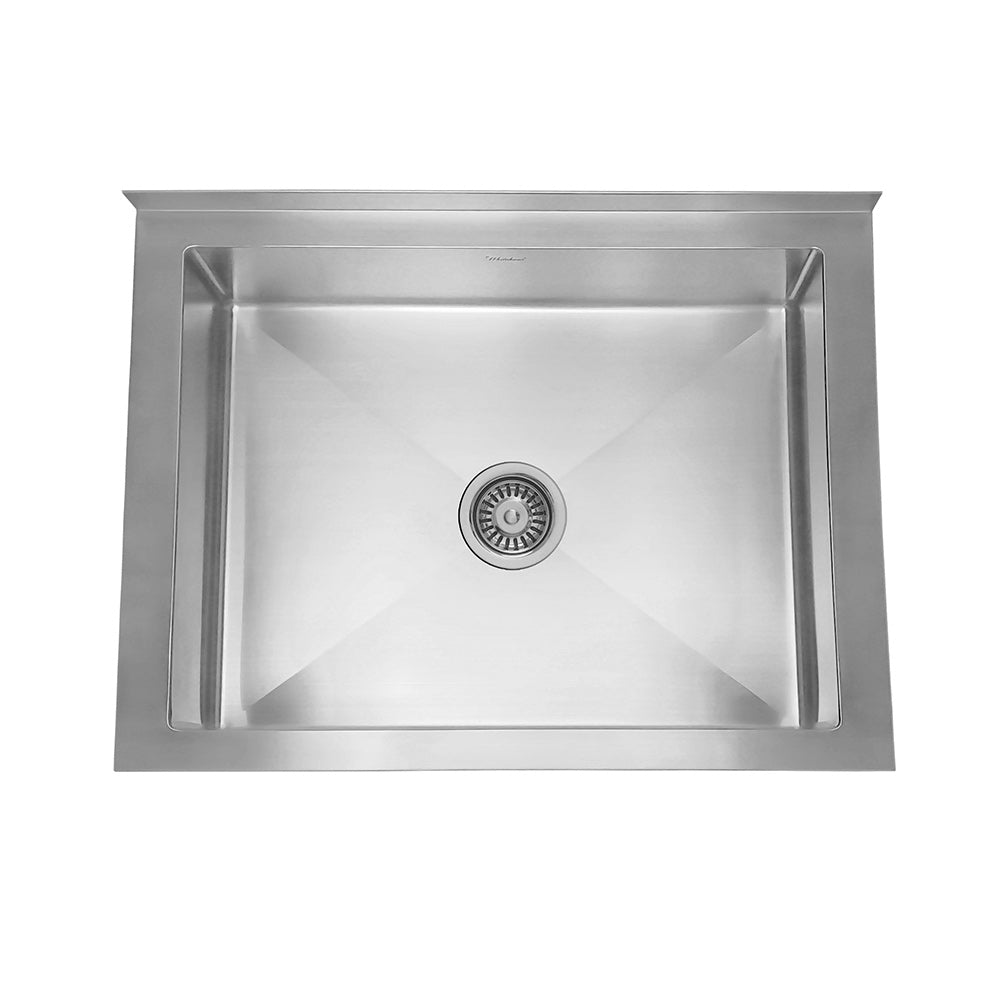 Brushed stainless steel utility single bowl floor mount mop sink