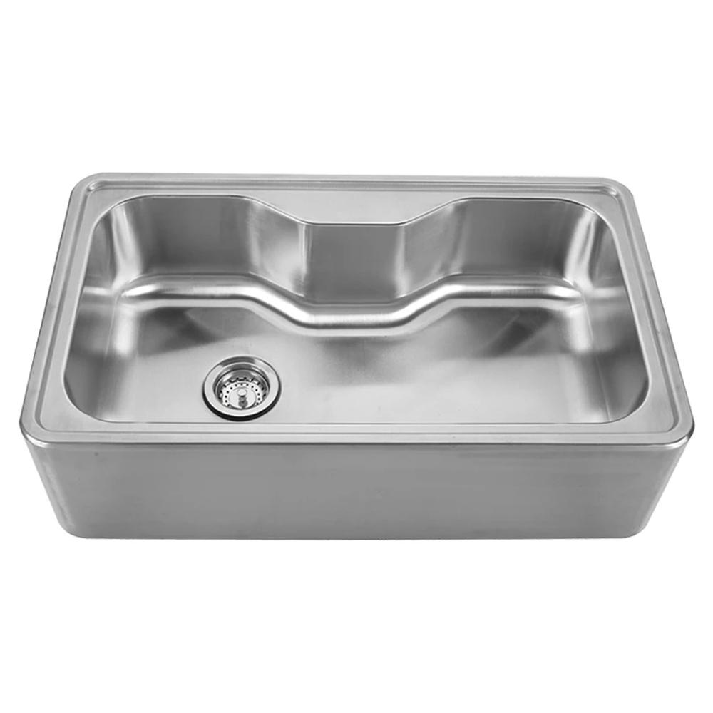 Noah&#39;s Collection 33&quot; Brushed Stainless Steel Single Bowl Drop-in Sink with a Seamless Customized Front Apron