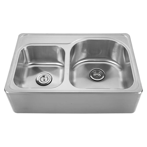 51 Noah's Collection brushed stainless steel commercial double bowl r -  Whitehaus Collection