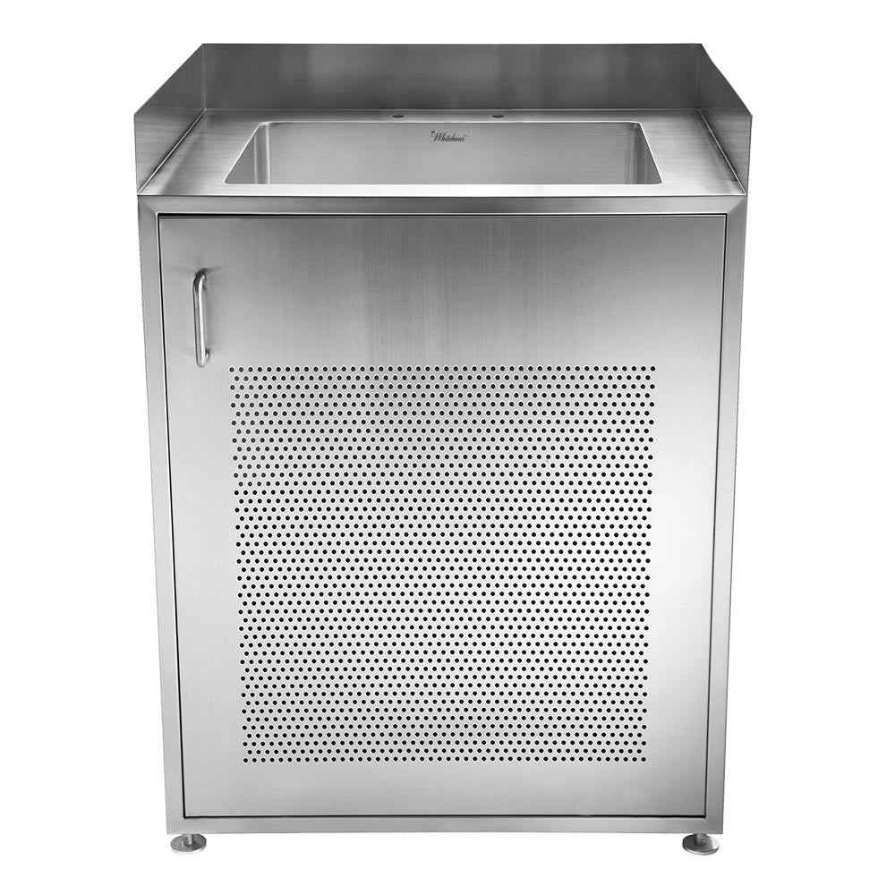 30" Pearlhaus stainless steel single door utility cabinet with sink