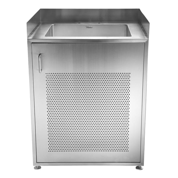 Pearlhaus Brushed Stainless Steel Double Door, Freestanding Cabinet wi -  Whitehaus Collection