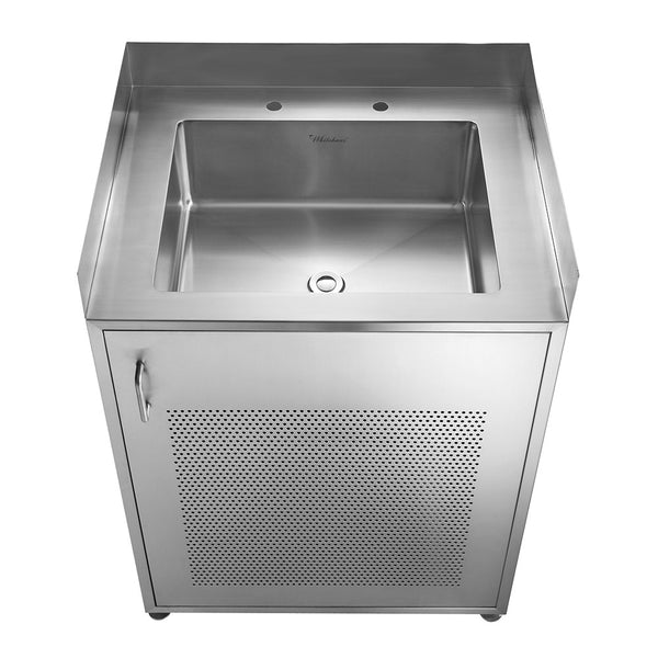 Pearlhaus Brushed Stainless Steel Double Door, Freestanding Cabinet wi -  Whitehaus Collection