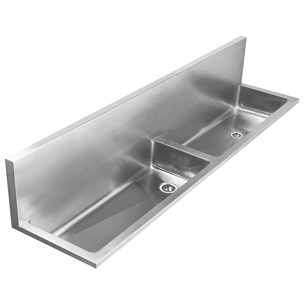 72&quot; Noah&#39;s Collection stainless steel double bowl wall mount utility sink