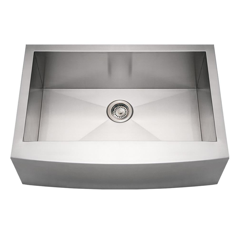 30&quot; Brushed stainless steel commercial single bowl sink with an arched front apron