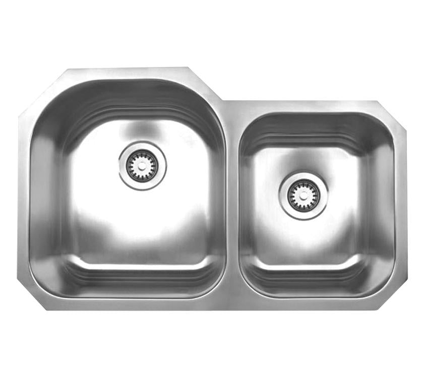 Noah's Collection 33" Brushed Stainless Steel Double Bowl Undermount Sink