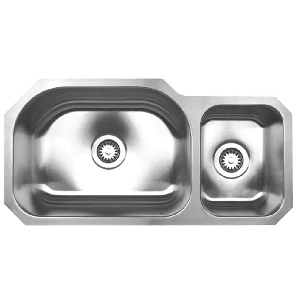 Noah's Collection 33" Brushed Stainless Steel Double Bowl Undermount Sink