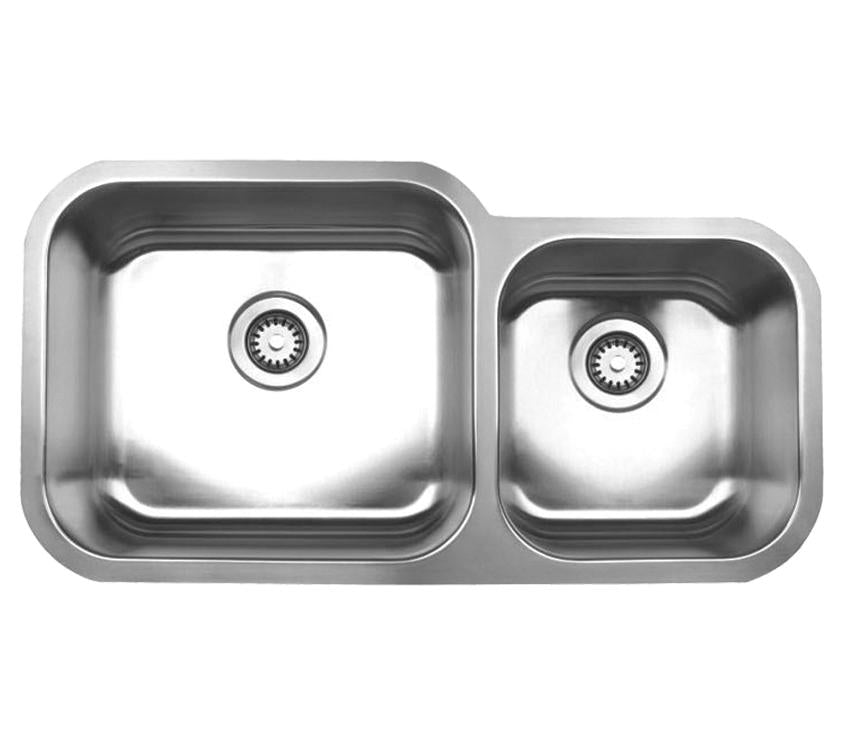 Noah&#39;s Collection 33&quot; Brushed Stainless Steel Double Bowl Undermount Sink