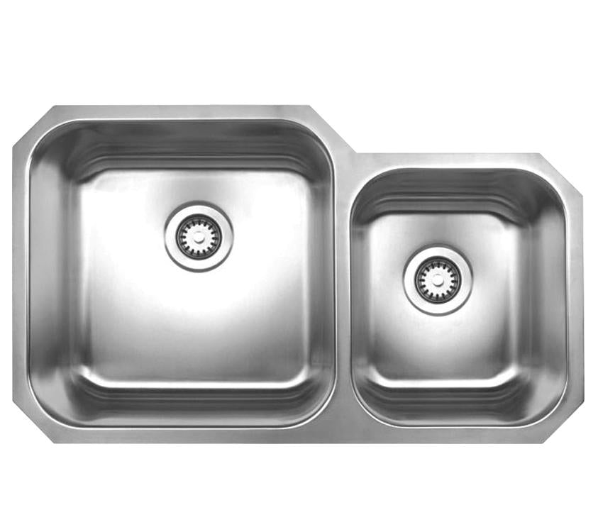 Noah's Collection 33" Brushed Stainless Steel Double Bowl Undermount Sink