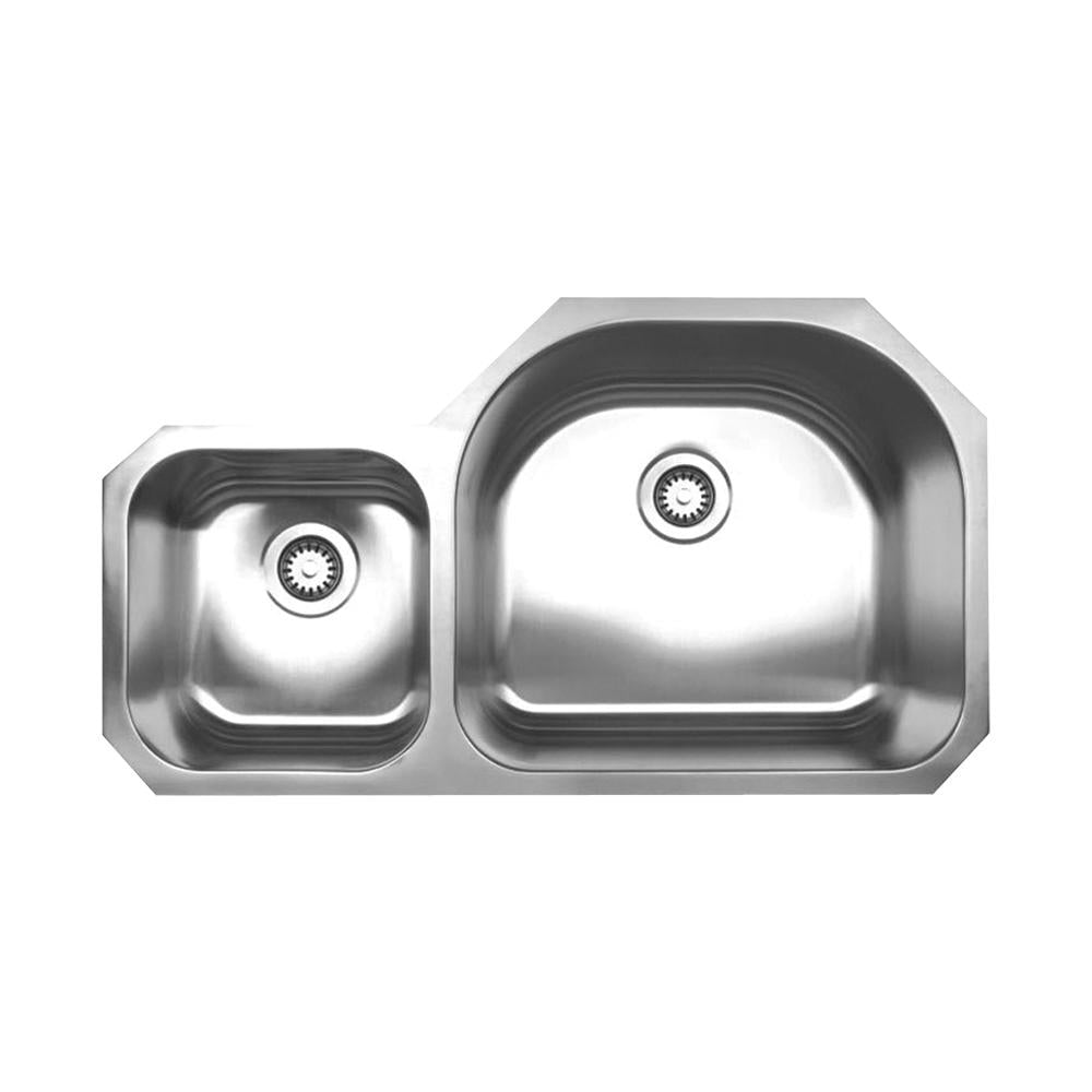 Noah&#39;s Collection 37&quot; Brushed Stainless Steel Double Bowl Undermount Sink