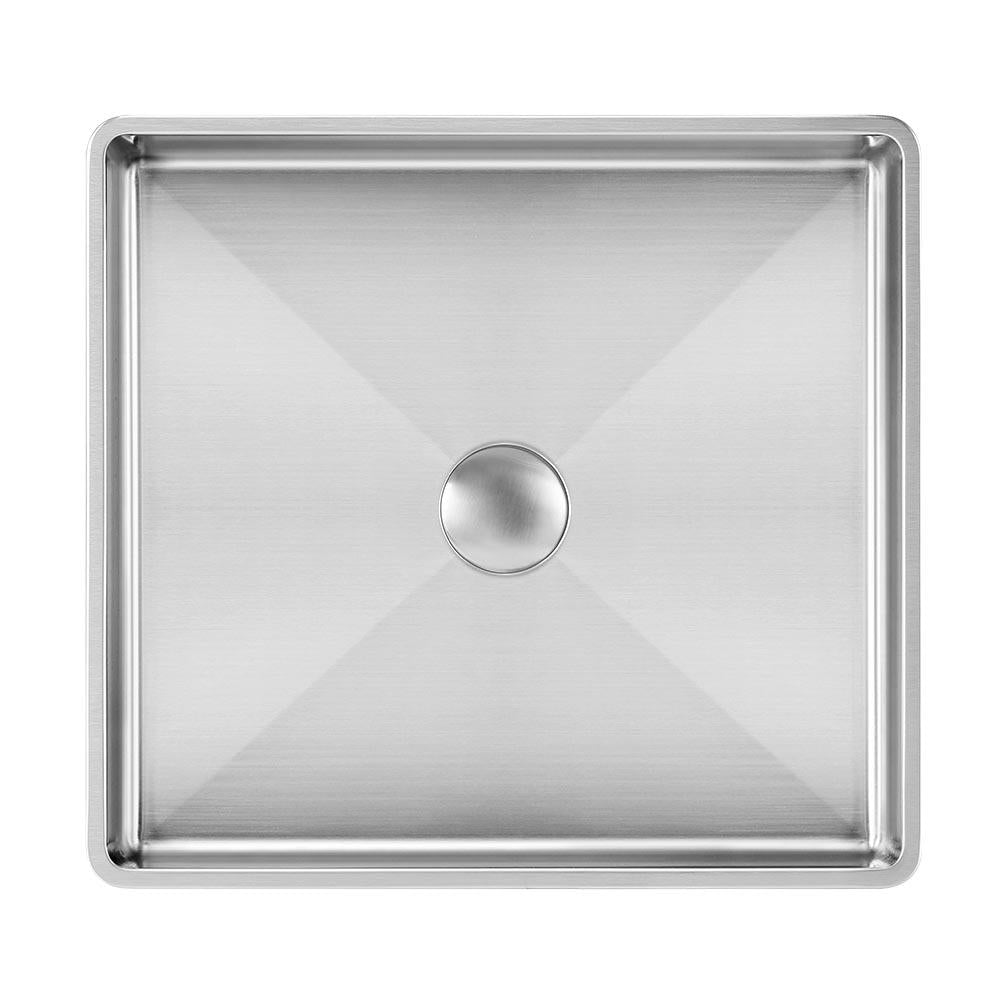 10 gauge frame, 16" Squared Semi-Recessed Basin With Matching Drain