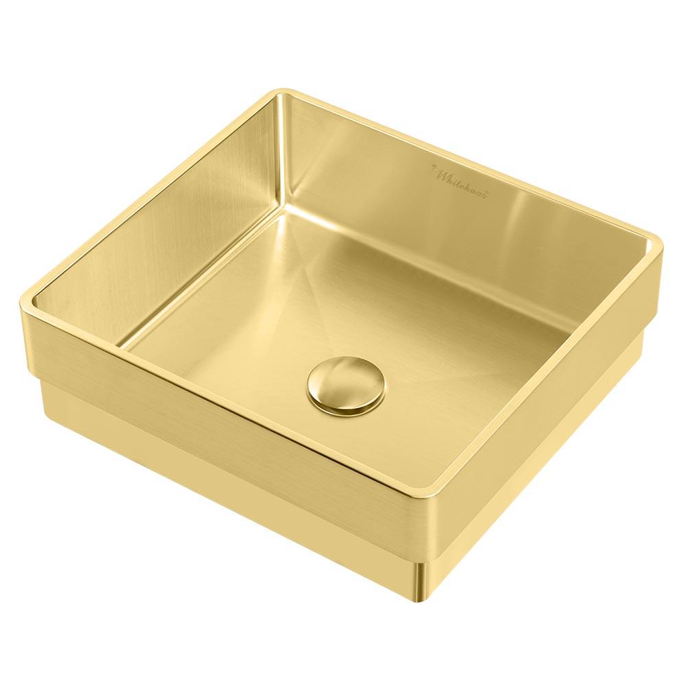 10 gauge frame, 16" Squared Semi-Recessed Basin With Matching Drain