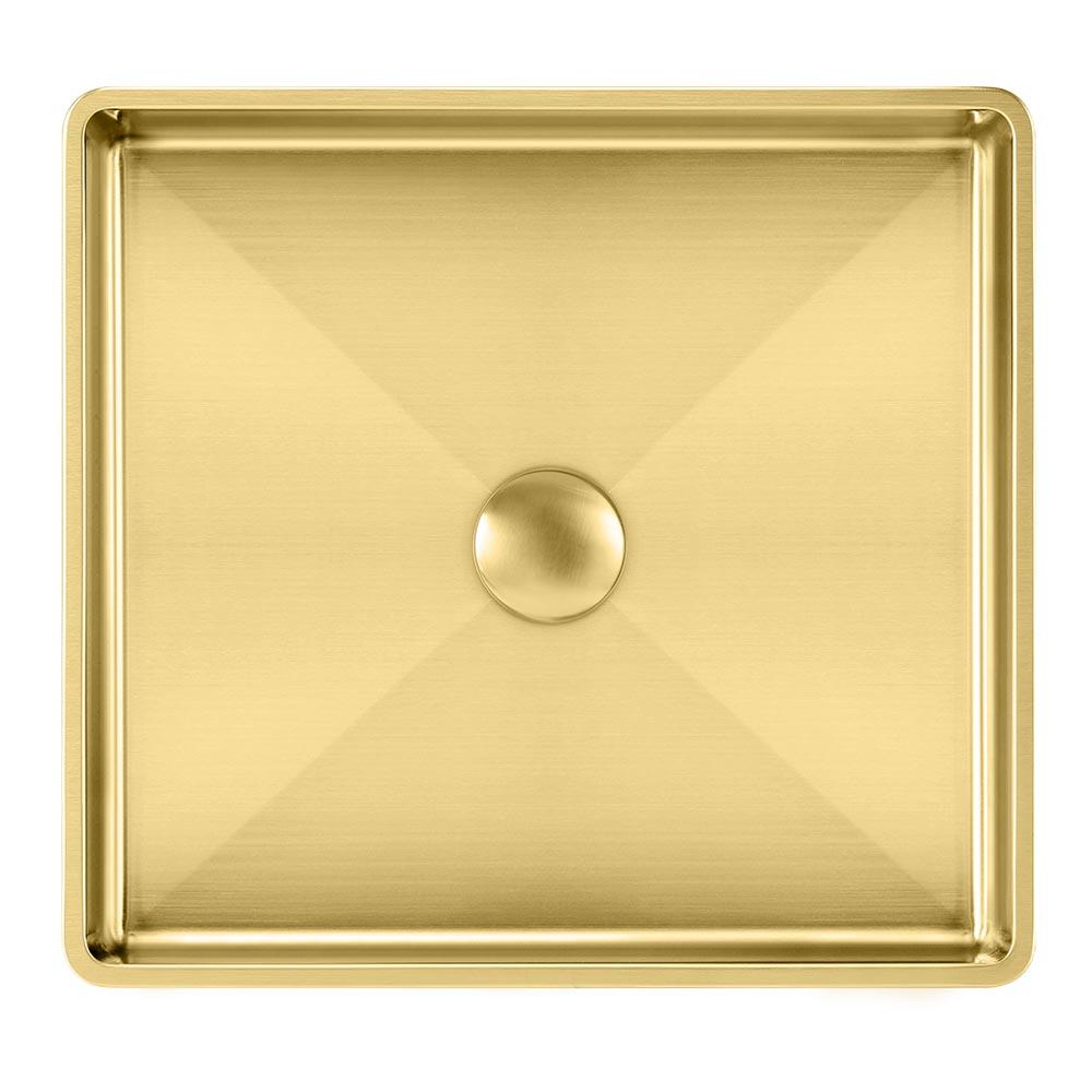 10 gauge frame, 16" Squared Semi-Recessed Basin With Matching Drain