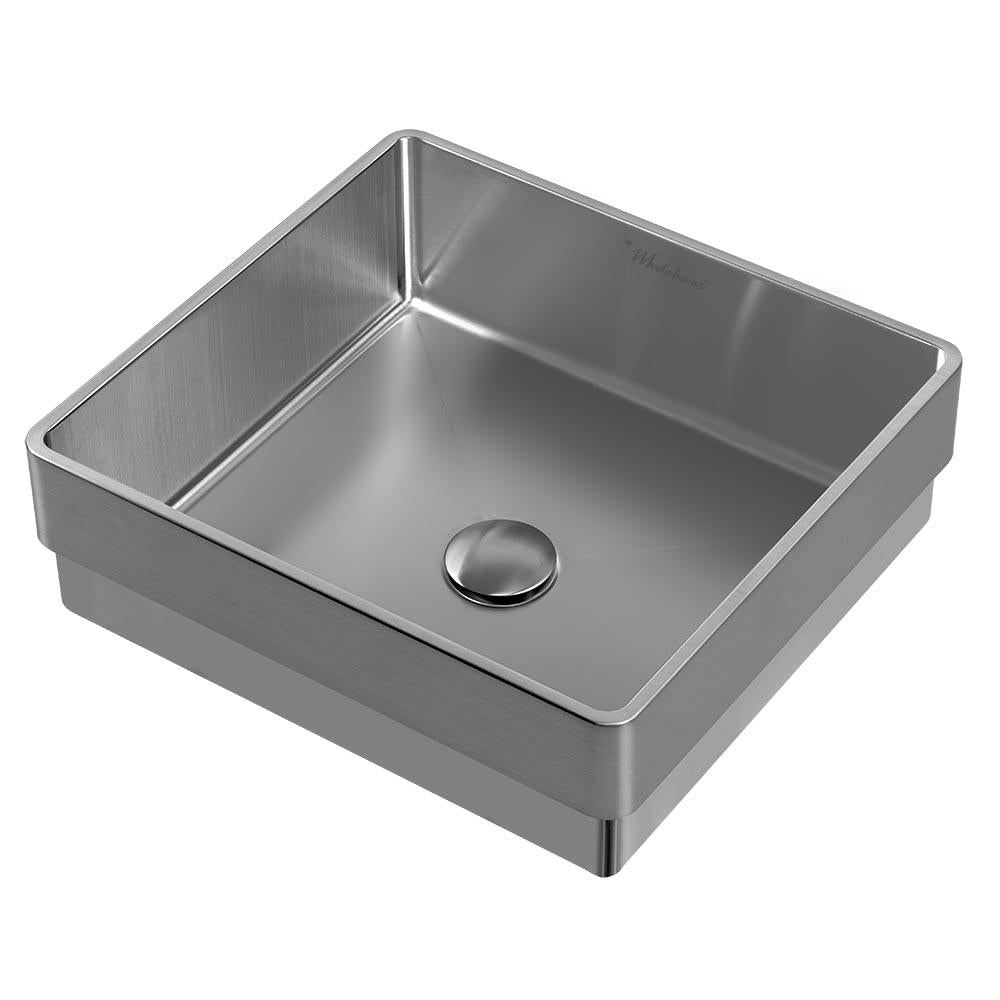 10 gauge frame, 16" Squared Semi-Recessed Basin With Matching Drain