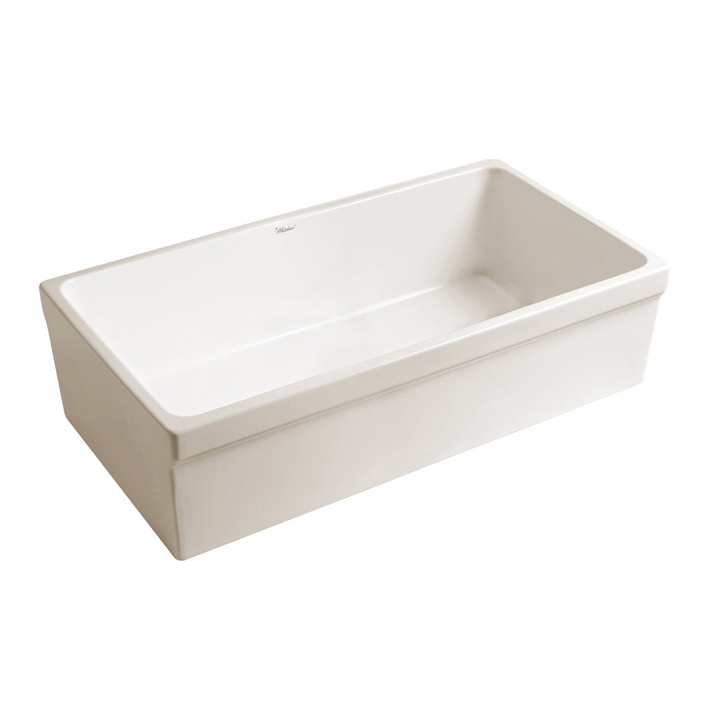 Reversible single bowl fireclay kitchen sinks: 2½” lip, 2” lip front apron