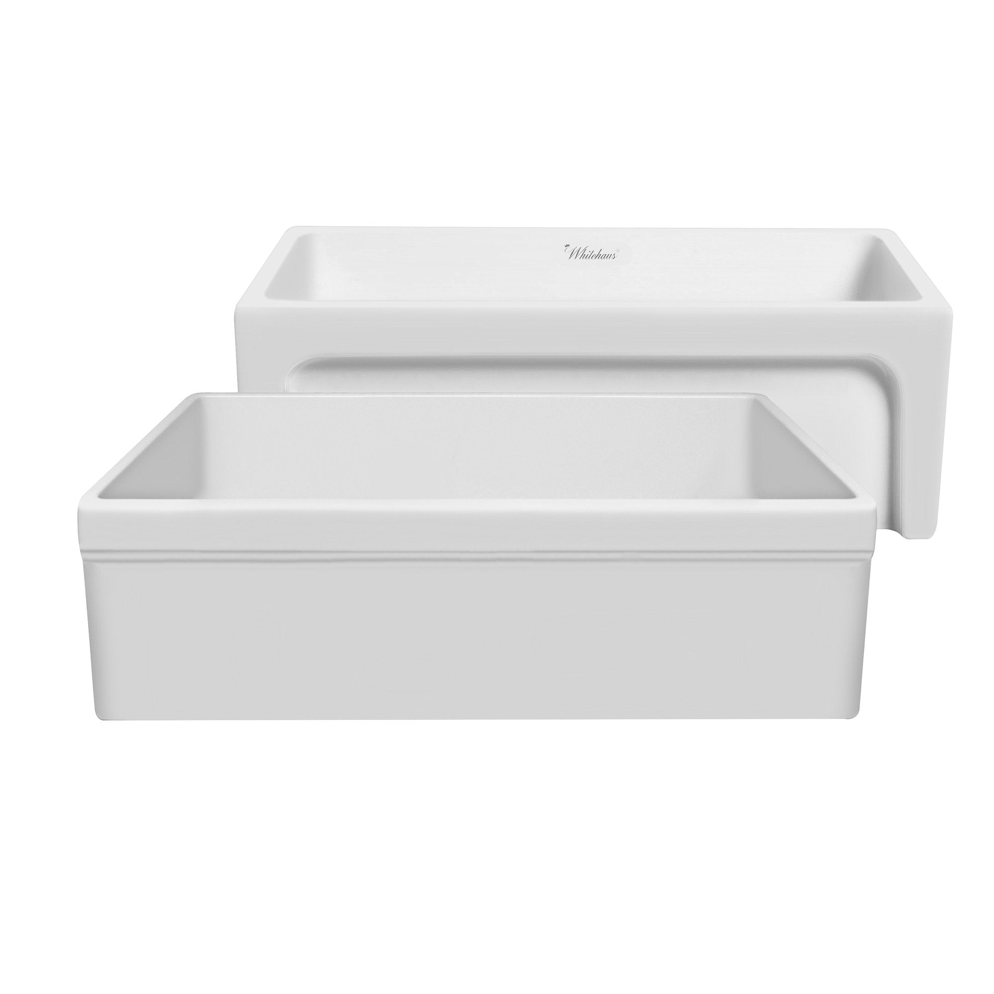 30" Reversible Single Bowl Fireclay Kitchen Sink: 2½" lip, beveled front apron