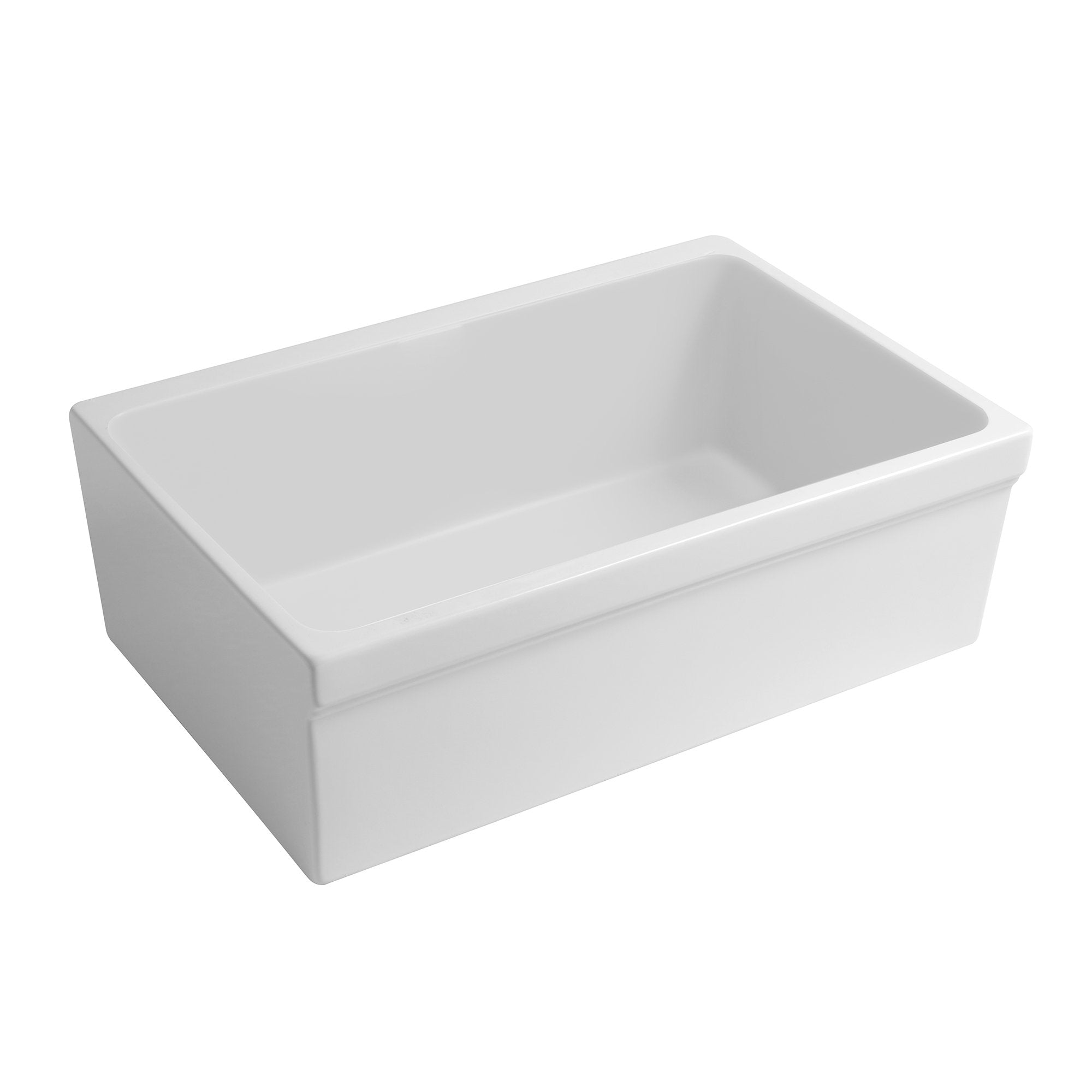 30" Reversible Single Bowl Fireclay Kitchen Sink: 2½" lip, beveled front apron