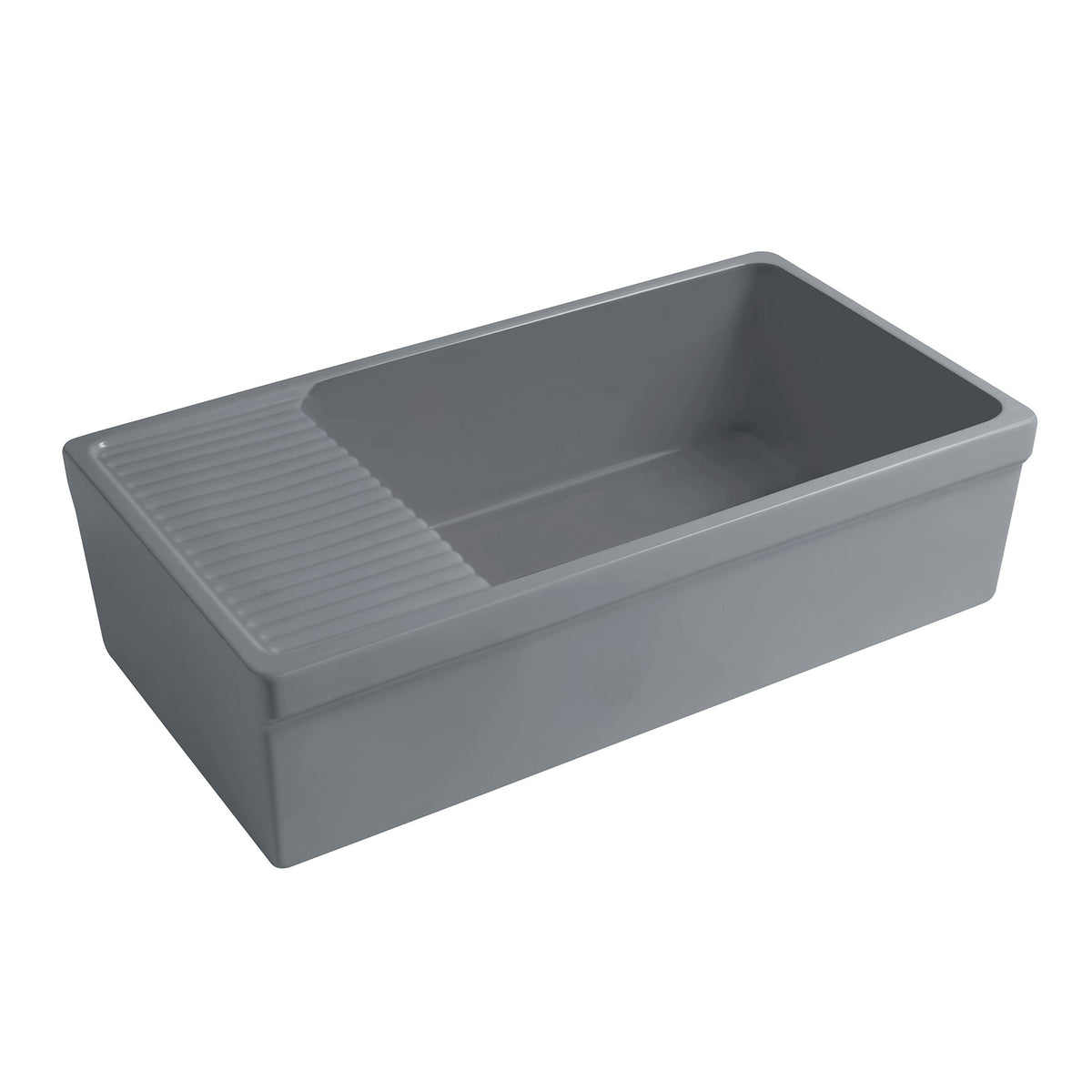 36&quot; large reversible single bowl fireclay kitchen sink: integral drain board, 2½” lip front apron