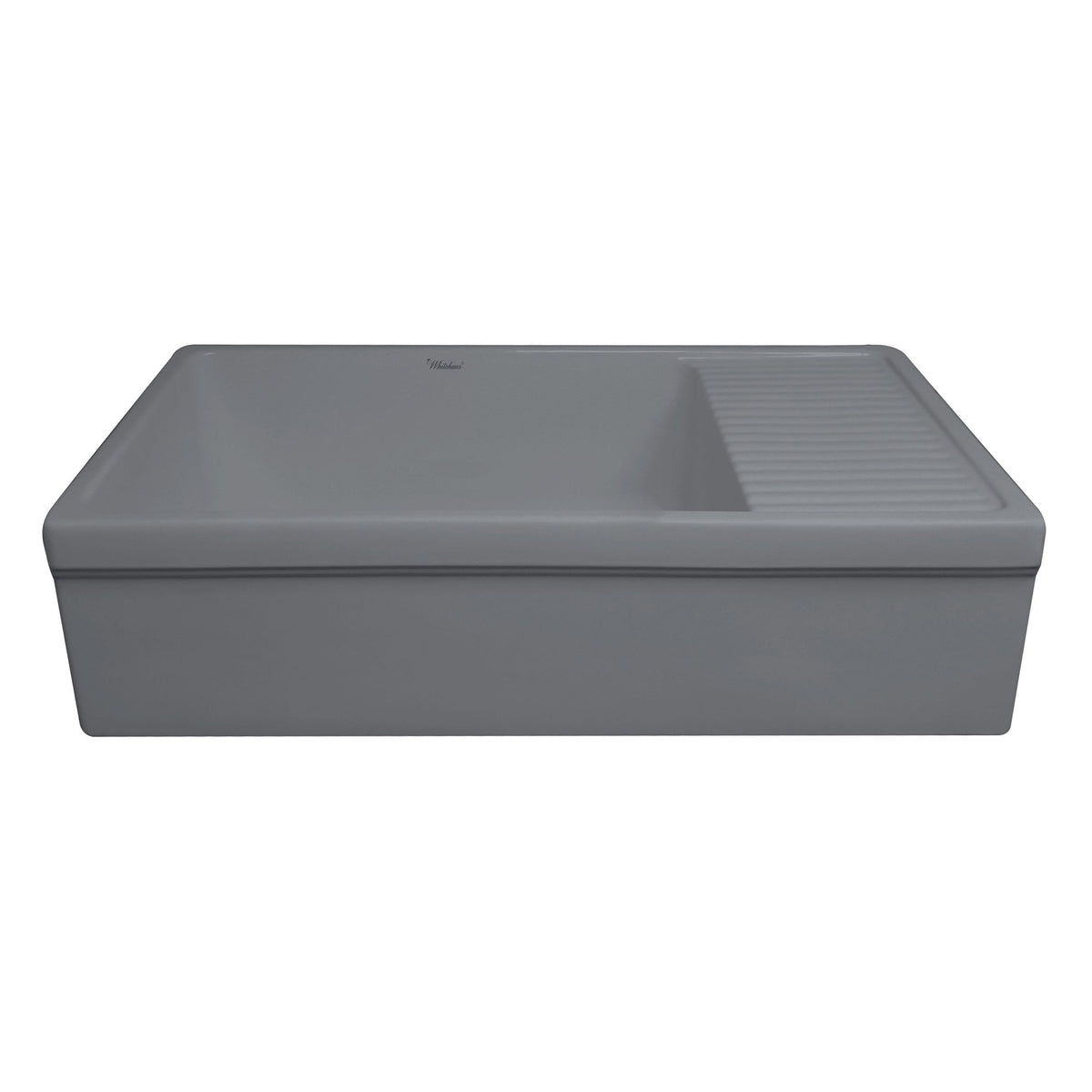 36&quot; large reversible single bowl fireclay kitchen sink: integral drain board, 2½” lip front apron