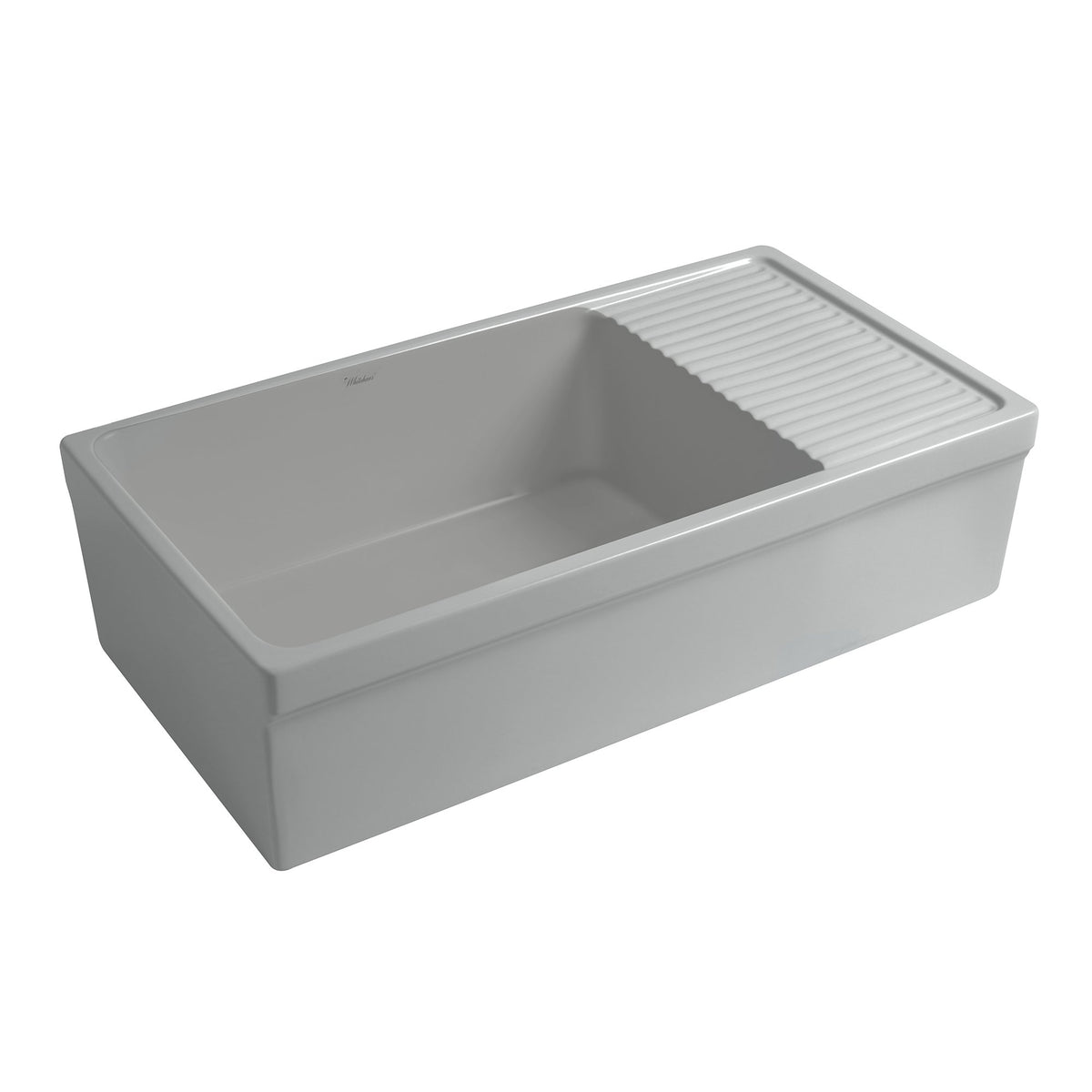 36&quot; large reversible single bowl fireclay kitchen sink: integral drain board, 2½” lip front apron