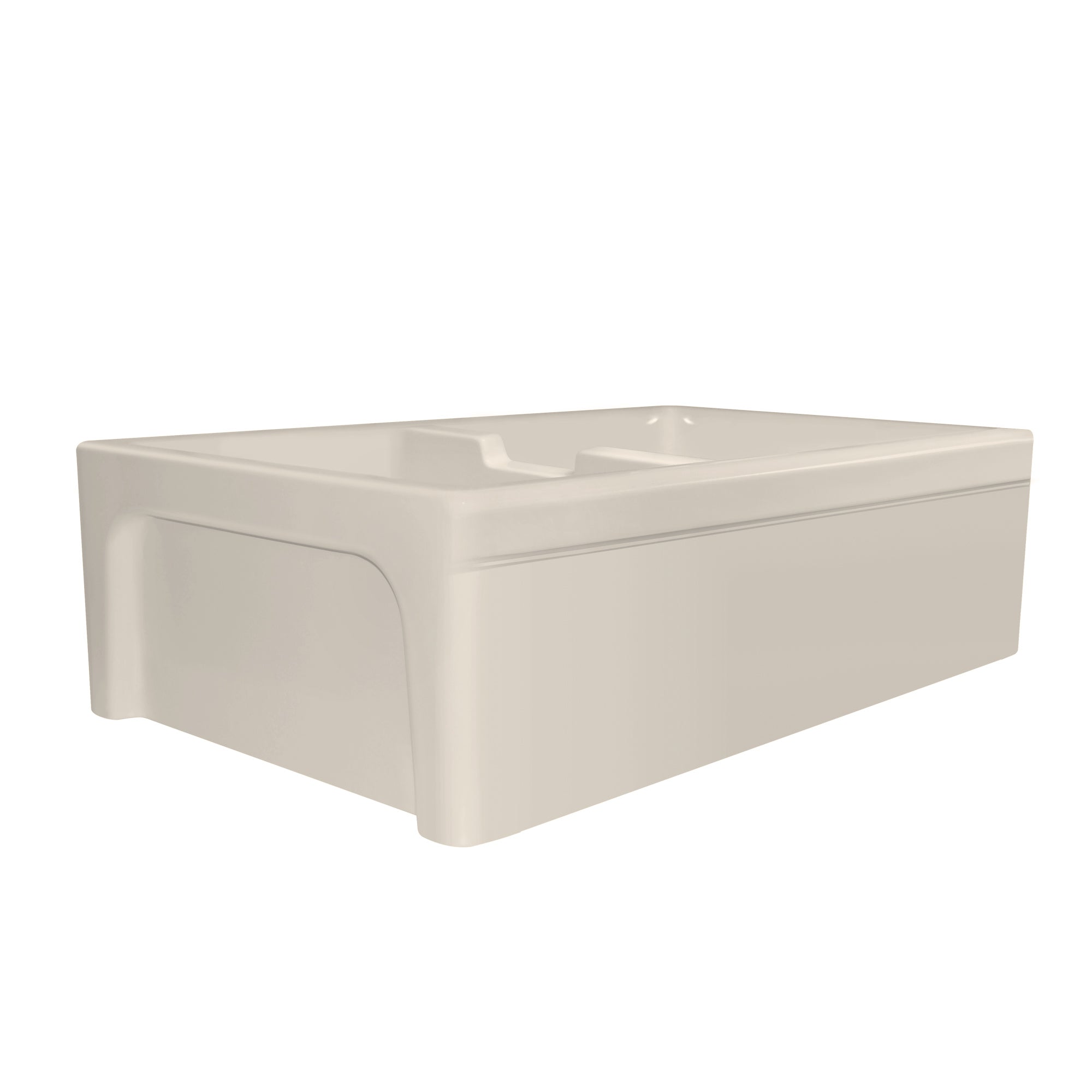 42" large reversible double bowl fireclay kitchen sink: beveled, 2½" Lip front apron