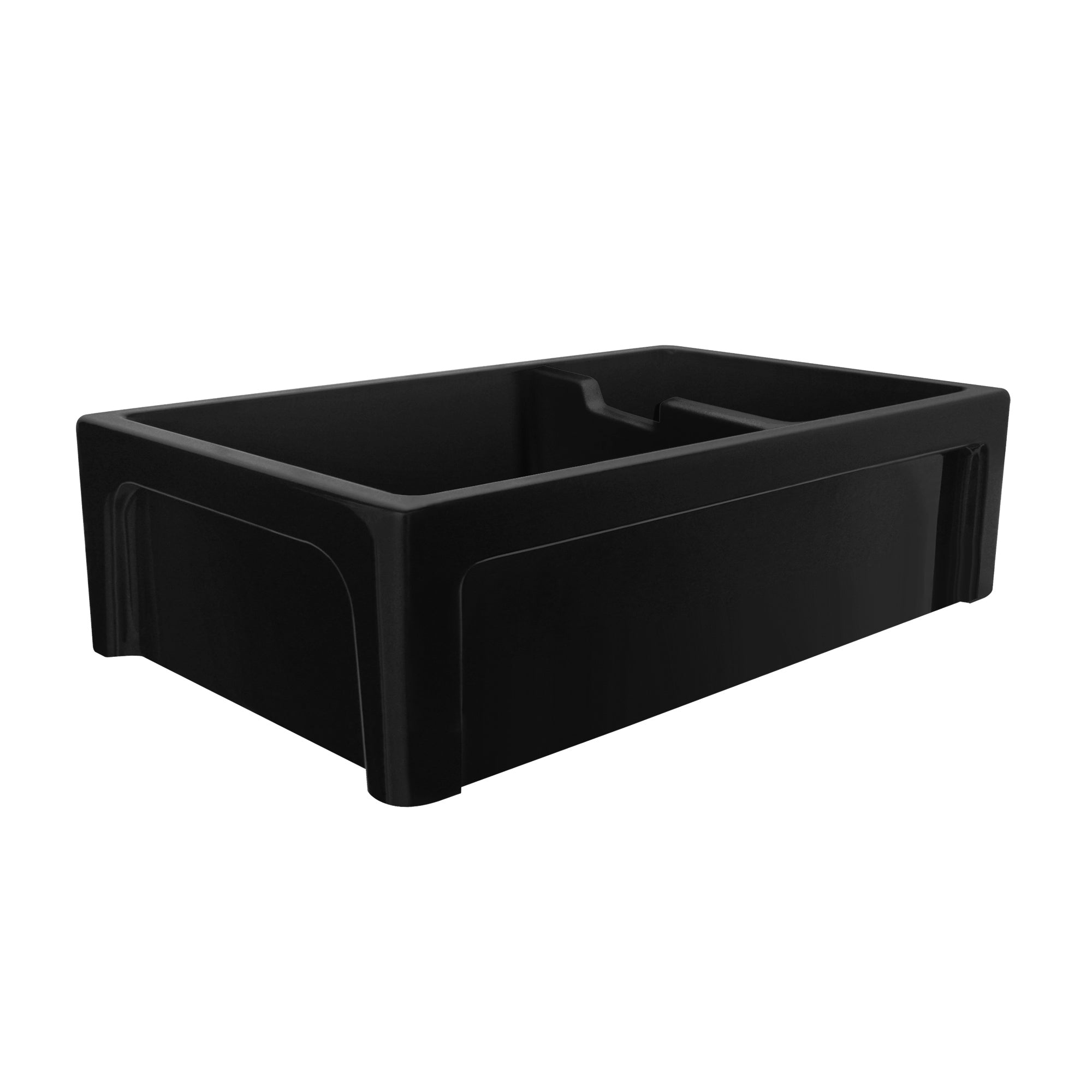 42" large reversible double bowl fireclay kitchen sink: beveled, 2½" Lip front apron