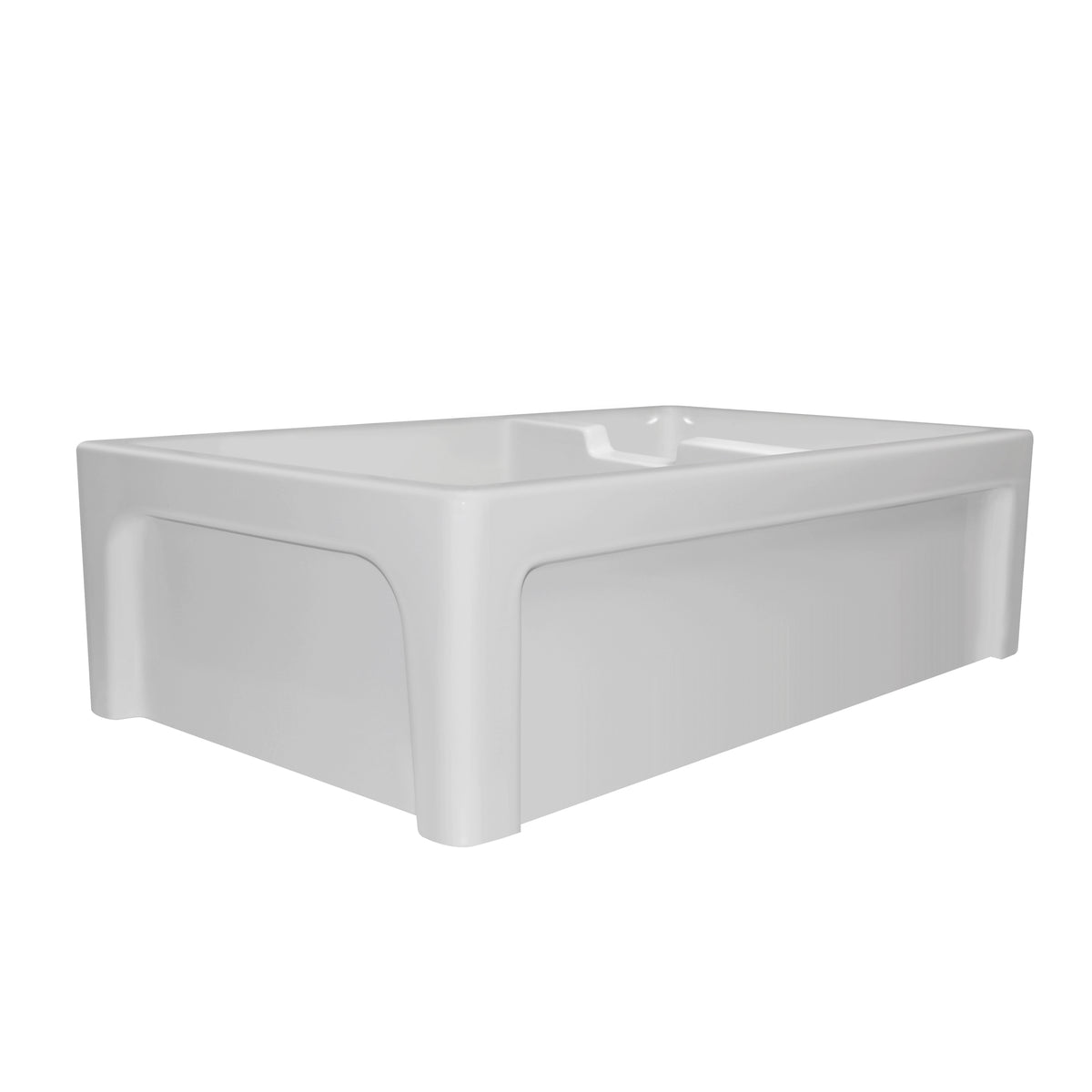 42&quot; large reversible double bowl fireclay kitchen sink: beveled, 2½&quot; Lip front apron