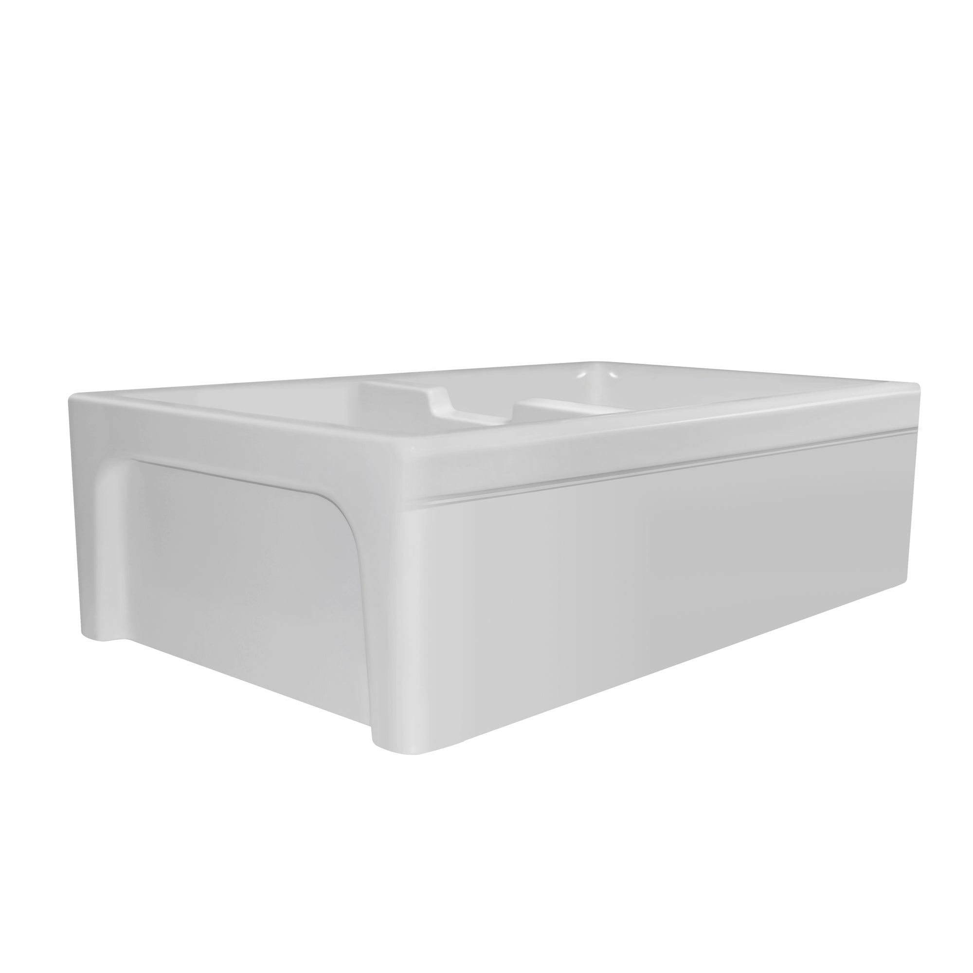 42" large reversible double bowl fireclay kitchen sink: beveled, 2½" Lip front apron