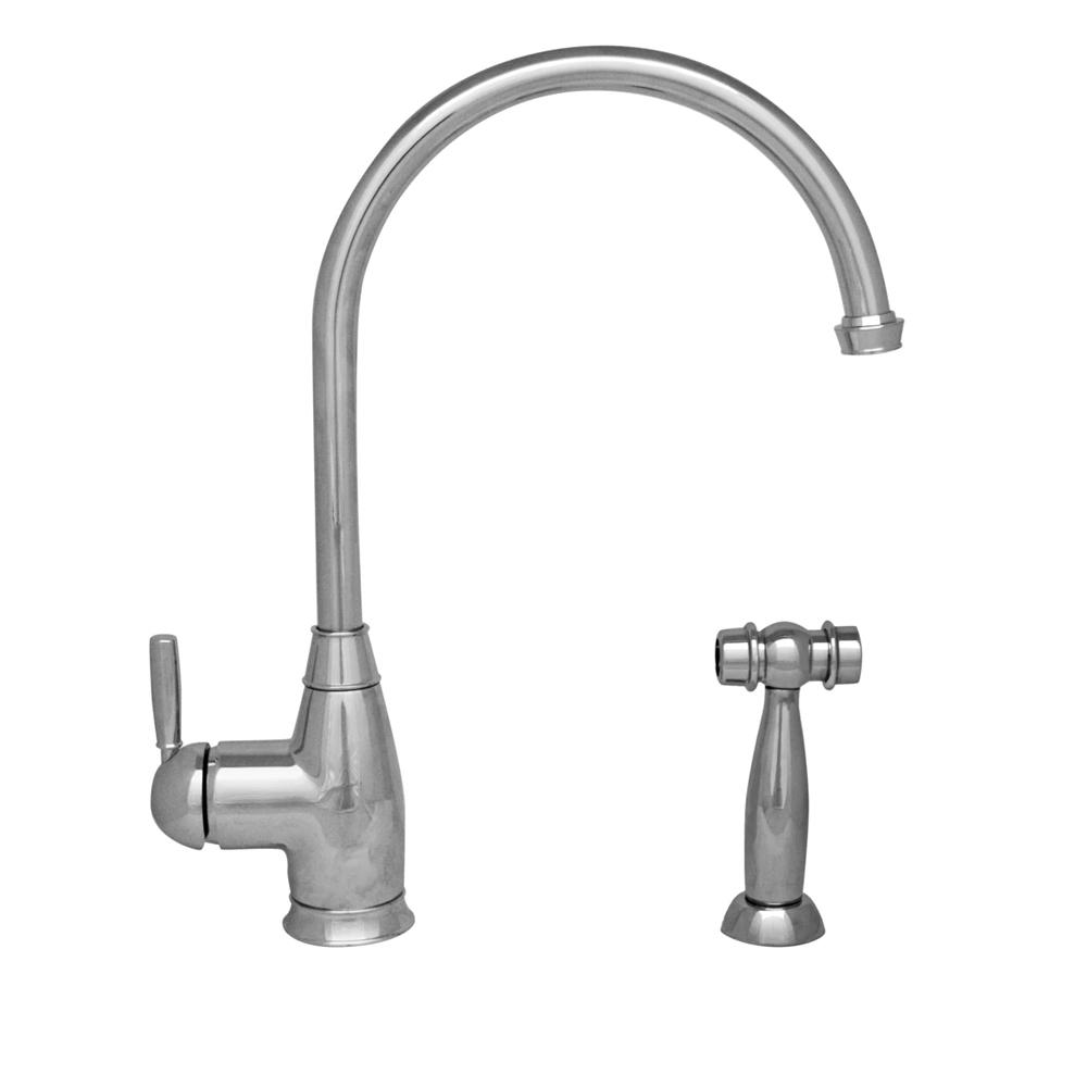 Queenhaus Single Lever Faucet with a Long Gooseneck Spout, Solid Single Lever Handle and Solid Brass Side Spray