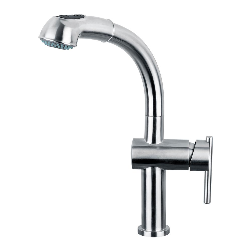 Lead Free, Solid Stainless Steel Single-Hole Faucet with Pull Out Spray Head and Solid Lever Handle