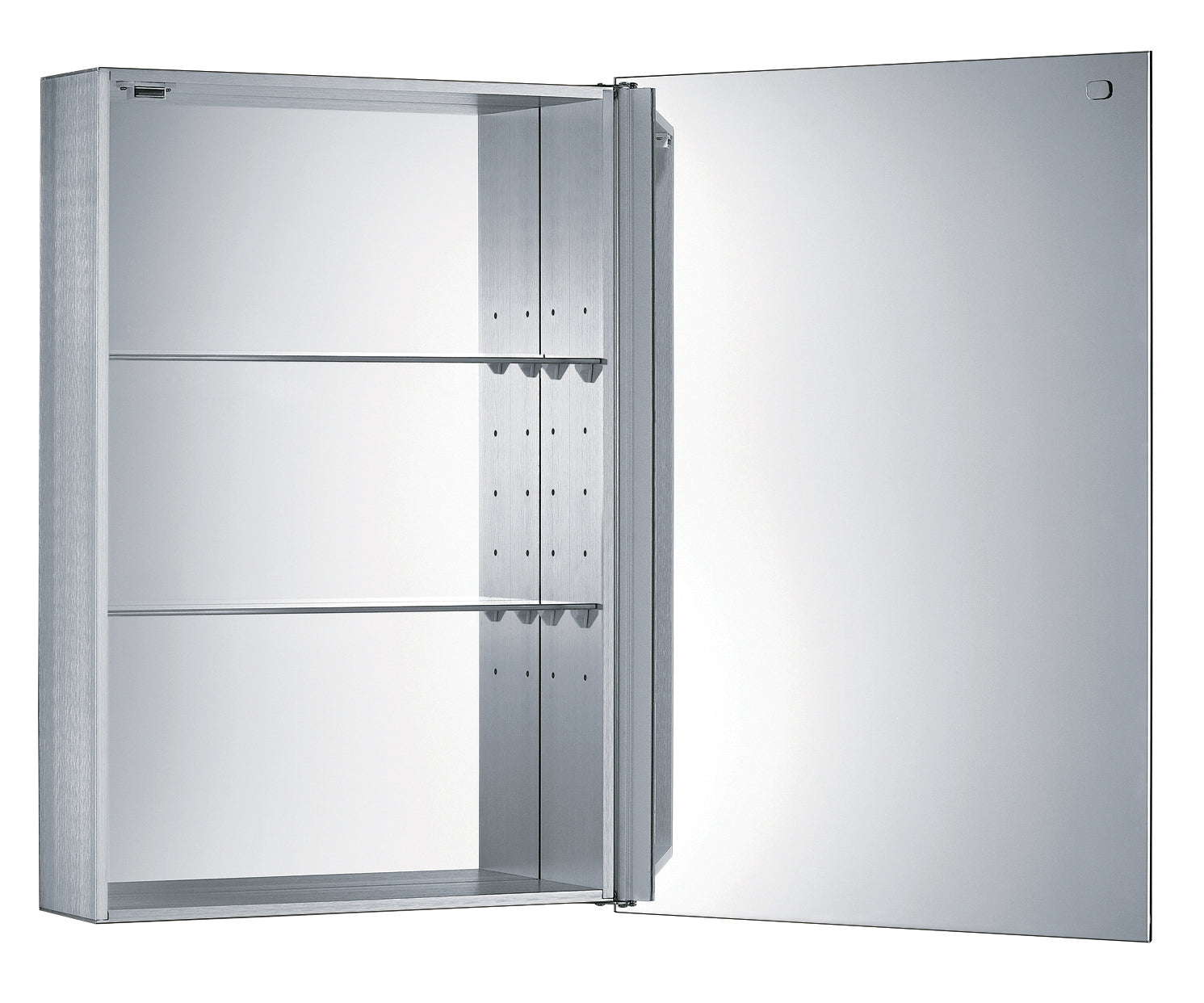Medicinehaus Single Mirrored Door Anodized Aluminum Medicine Cabinet