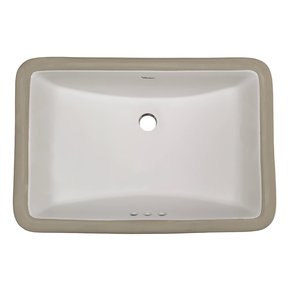 21" Rectangular Undermount Basin with overflow and rear center drain location